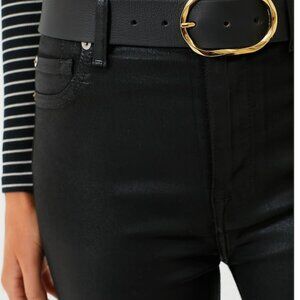7 For All Mankind The Black Coated High Waist Ankle Skinny